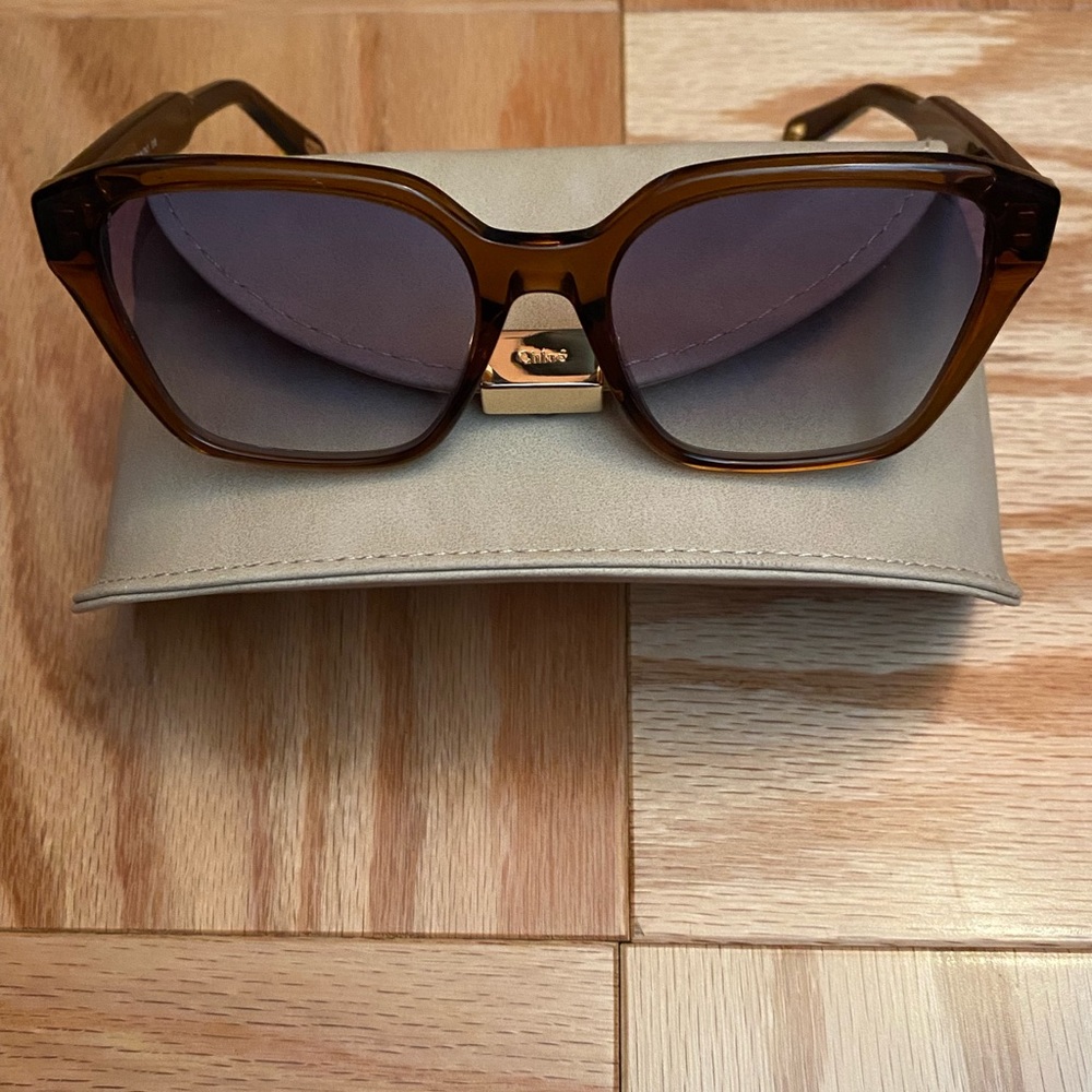 NWOT Chloe - Brown/Blue Square Gradient 52mm Sunglasses
